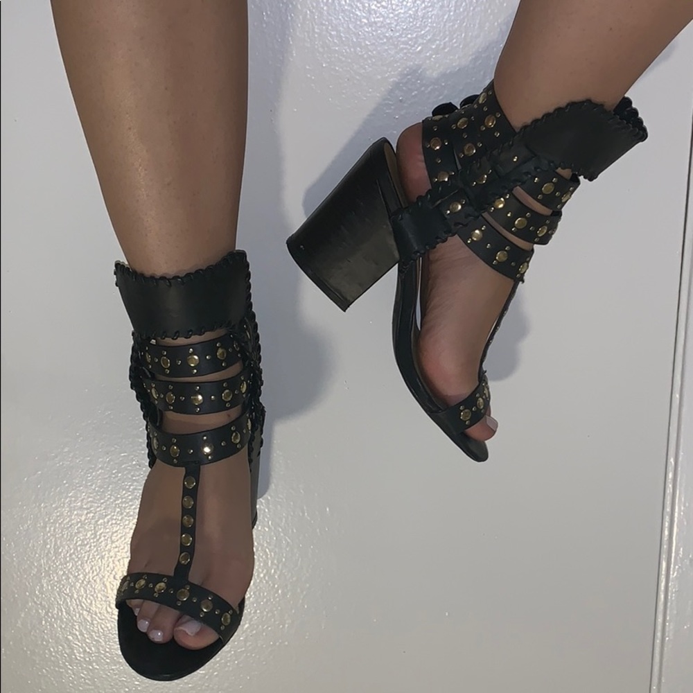 Just Fab Black Studded Sandal Heels